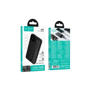 HOCO J154, 10000mAh, 22.5W, QC + PD, 1 x USB-C - 2 x USB-A, Neagra